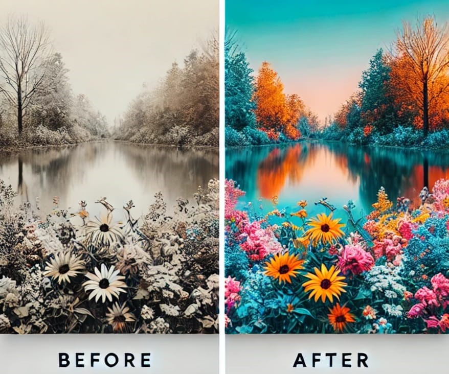 Color enhancement preview with improved contrast and tones