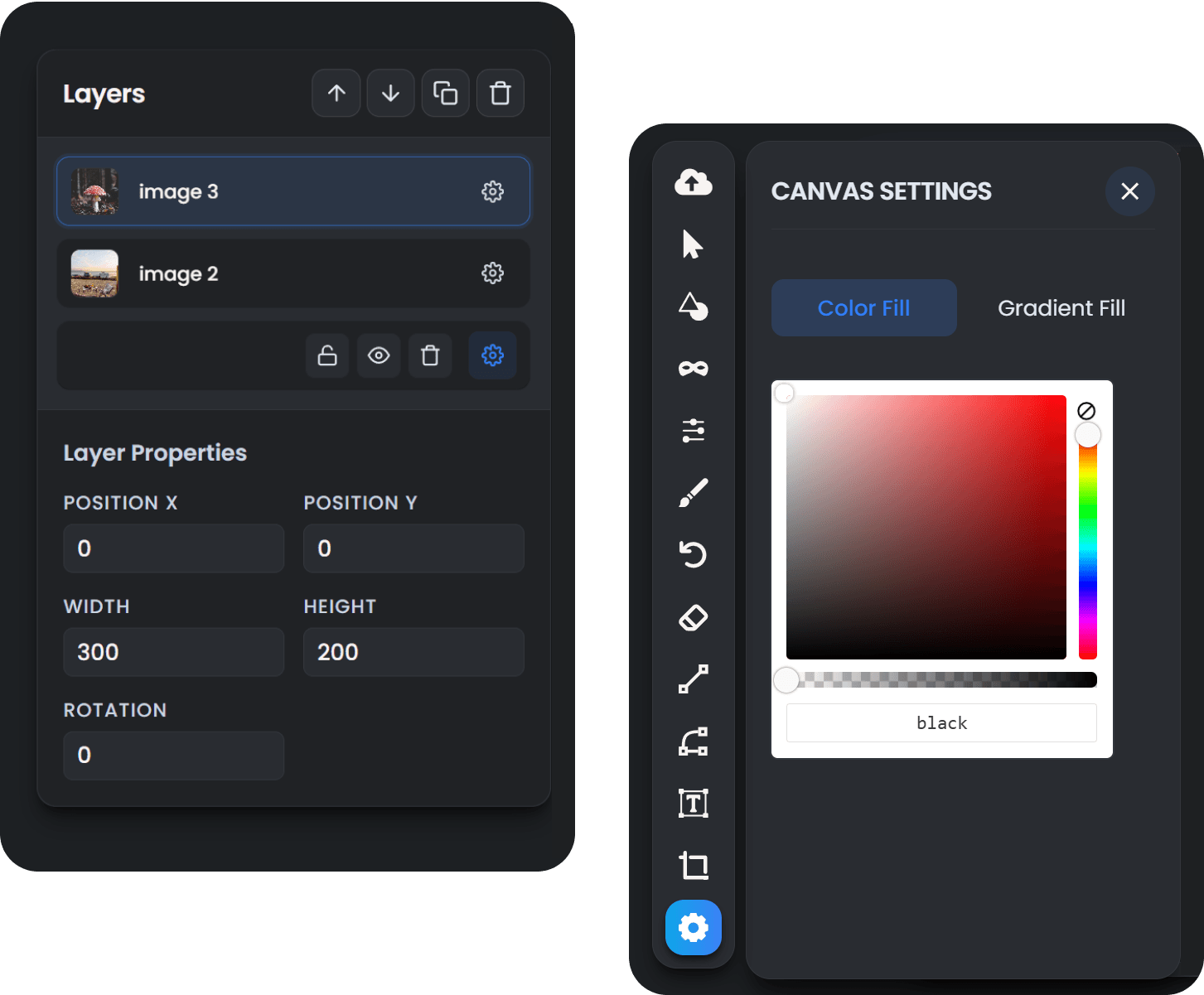 Creative design canvas for social graphics and photo layouts