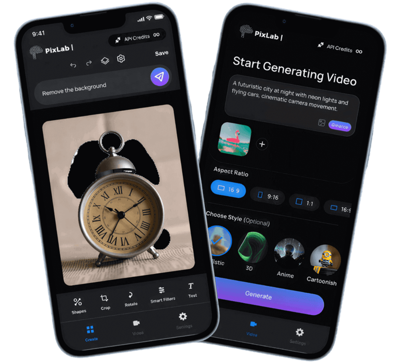 PixLab AI photo editor interface preview on iPhone and iPad