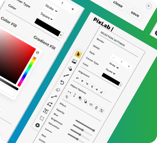 Transform and alignment tools preview in PixLab editor