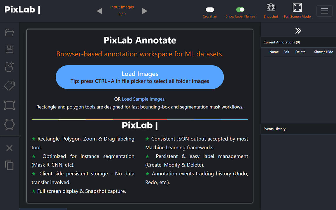 Bulk folder labeling workflow in PixLab Annotate