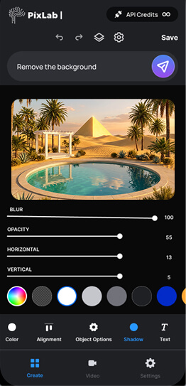 PixLab iOS app interface on iPhone showing photo editing features