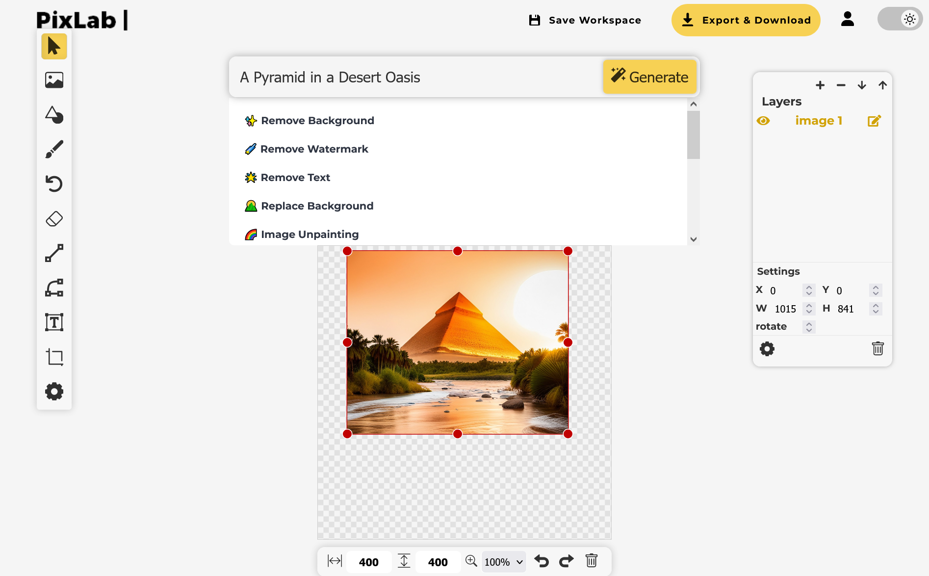 Online AI Photo Editor Screen Capture